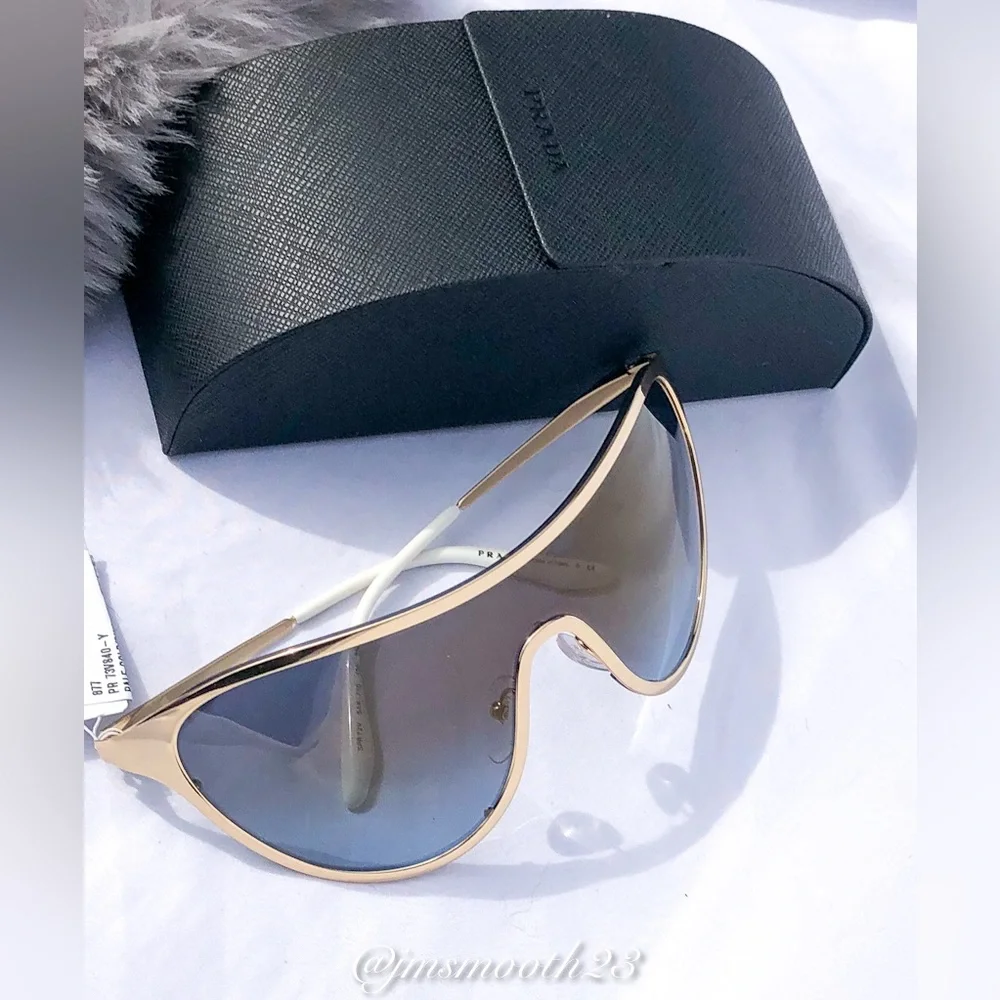 🆕 Prada Gold shield unisex Sunglasses made in Italy